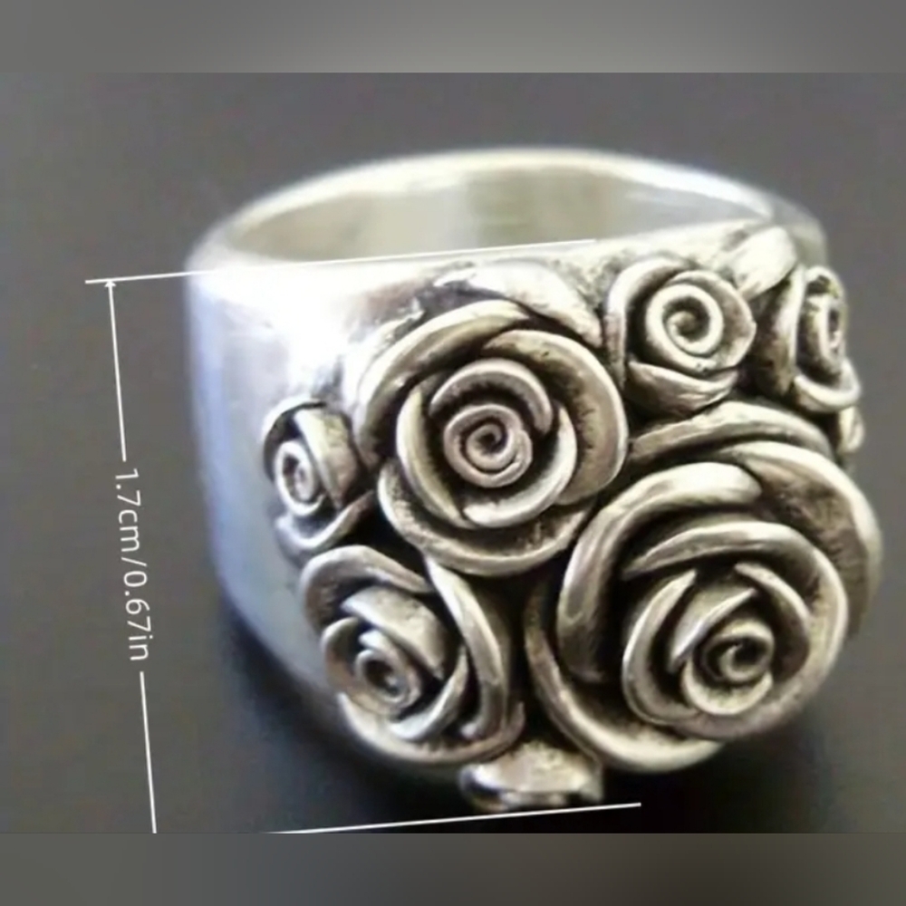 Sterling Silver Ring Sz 8 Rose Ring